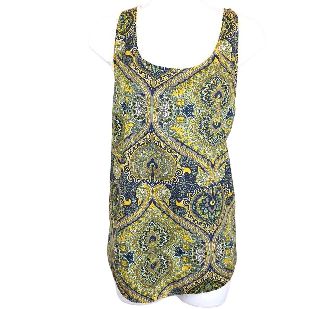 Tommy Hilfiger Yellow & Blue Print Sleeveless Blouse | Size L
